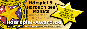 Banner zum Hörspiel- und Hörbuch des Monats